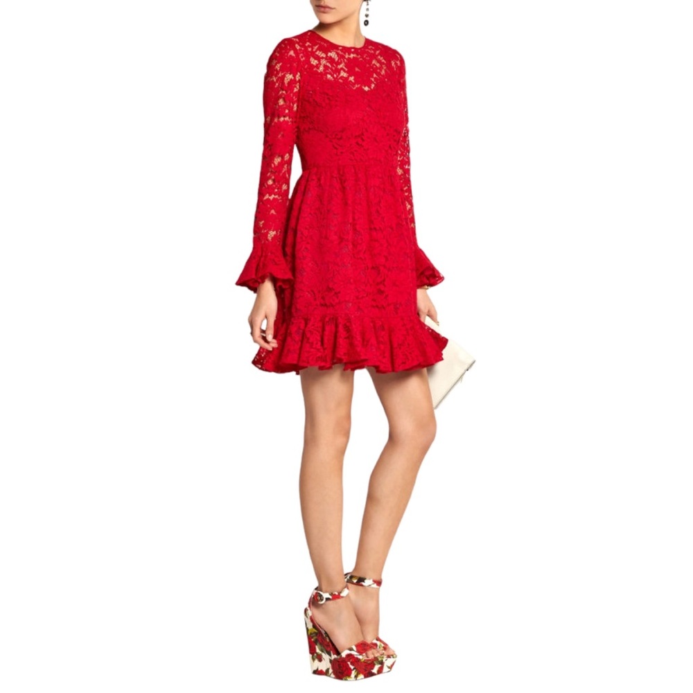 DOLCE & GABBANA RED LACE DRESS SIZE 40